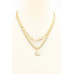 2 Layered Alloy Linked Round Pendant Necklace - CC-54206