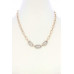 3 Screw Lcok Crystal-studded Charm Oval Link Alloy Necklace - CC-54802