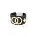 Style Pearl Double Round Studded Faux Leather Cuff Bracelet - Designer Style - CC-54957