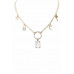 Alloy Linked Crystal Stone Lock And Key Dangle Necklace - CC-55028