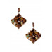 Acetate Crystal-studded Square Dangle Earring - CC-55175