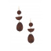 Geometric Wood Bead Dangle Earring - Designer Style - CC-55249