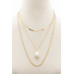 Pearl Herringbone Link Layered Necklace - Designer Style - CC-55849