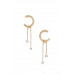 C Shape Crystal-studded Dangle Earrng - CC-56645