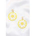 Daisy Printed Round Ac Drop Earriing - Designer Style - CC-56726