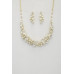 Leaf Pattern Pearl Crystal Necklace - Designer Style - CC-57573