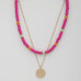 Coin Wood Bead Layered Necklace - Designer Style - CC-57644