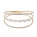 Crystal-studded Cubic Zirconia 3line 1row Round Cuff Bracelet - CC-57734