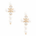 Pearl Bead Cross Dangle Earring - Designer Style - CC-58144