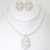 Crystal-studded Pearl Necklace And Earring Set - CC-58293