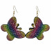 Rainbow Crystal-studded Butterfly Dangle Earring - CC-58490
