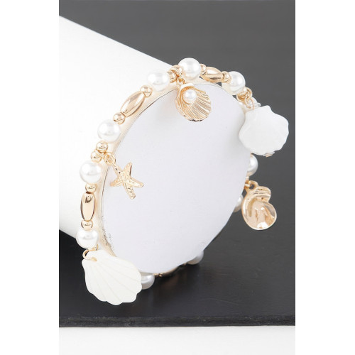 Under The Sea Pearl Charm Bracelet - Designer Style - CC-WH2000880