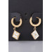 Flower Box Drop Hoop Earrings - Designer Style - CC-WH2000946