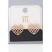 Pearl Quilt Heart Stud Earrings - Designer Style - CC-WH2000958