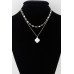 Double Stone Clover Charm Necklace - Designer Style - CC-WH2001223
