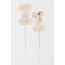 Double Jewel Flower Drop Earrings - Designer Style - CC-WH2001255