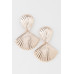 Shiny Ribbed Clam Shell Earrings - Designer Style - CC-WH2001328