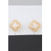 Bejeweled Cubic Zirconia Clover Stud Earrings - Designer Style - CC-WH2001464