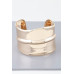 Wide Shiny Rib Open Cuff Bracelet - Designer Style - CC-WH2001584
