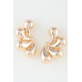 Shiny Flower Halves Earrings - Designer Style - CC-WH2001862