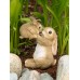 Playful Mom And Baby Rabbit Figurine