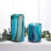 Large Blue Cylinder Glass Vase