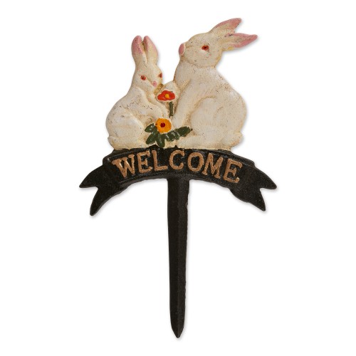 Welcome Rabbit Cast Iron Garden Stake