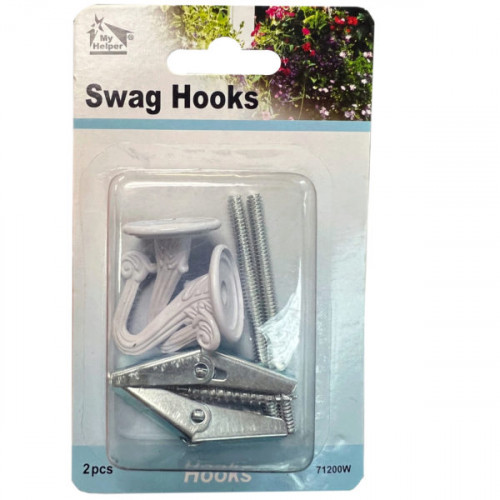 My Helper 2 Pack White Swag Hooks with Hardware My Helper 2 Pack White Swag Hooks with Hardware