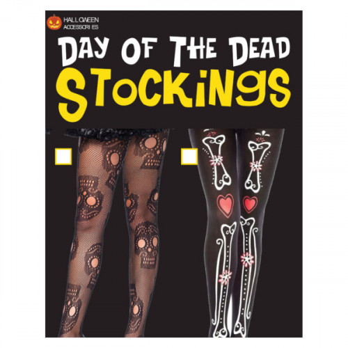 Assorted Day of the Dead Skeleton Adult Tights Assorted Day of the Dead Skeleton Adult Tights