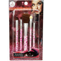 5 Pack Make-up Beauty Brush Set with Design Print Handles