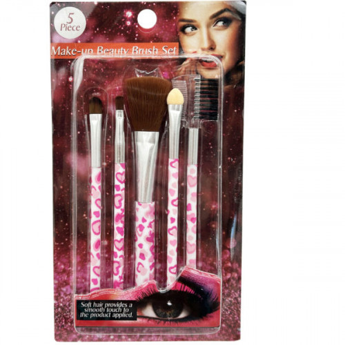 5 Pack Make-up Beauty Brush Set with Design Print Handles 5 Pack Make-up Beauty Brush Set with Design Print Handles