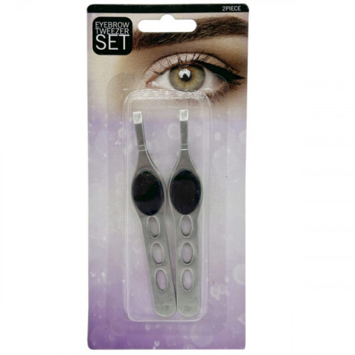 2 Pack Beauty Eyebrow Tweezers with Textured Grip 2 Pack Beauty Eyebrow Tweezers with Textured Grip