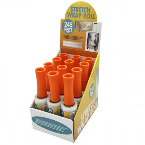 245 Foot Shrink Plastic Wrap Roll with Handle in Countertop Display 245 Foot Shrink Plastic Wrap Roll with Handle in Countertop Display