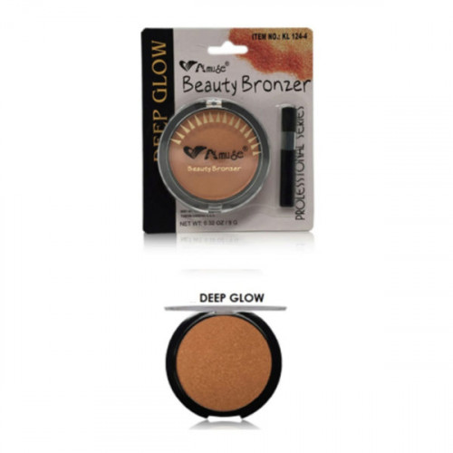 Amuse Cosmetics Professional Series Beauty Bronzer with Applicator Brush in Deep Glow Shade Amuse Cosmetics Professional Series Beauty Bronzer with Applicator Brush in Deep Glow Shade