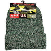 Camo Ribbed Knit Cuffed Beanie Hat