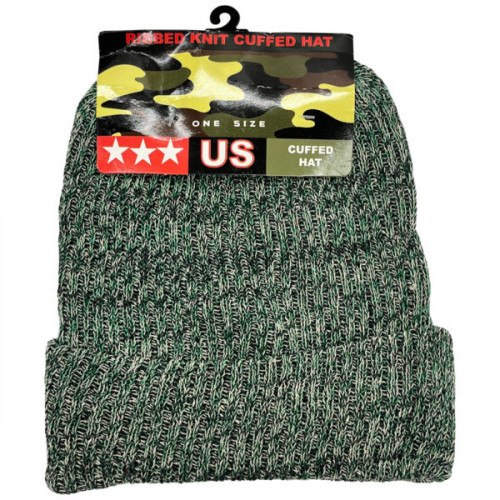 Camo Ribbed Knit Cuffed Beanie Hat Camo Ribbed Knit Cuffed Beanie Hat