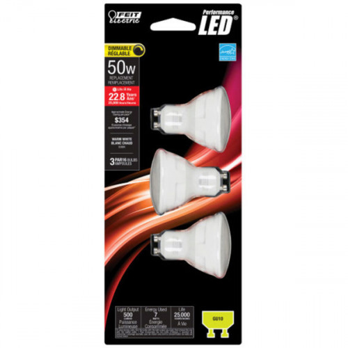 FEIT 3 Pack Performance Dimmable Warm White LED MR16 GU10 Light Bulbs FEIT 3 Pack Performance Dimmable Warm White LED MR16 GU10 Light Bulbs