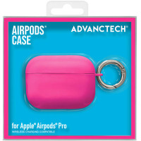 ADVANCTECH Silicone Airpod Pro Case with Circle Clip in Hot Pink