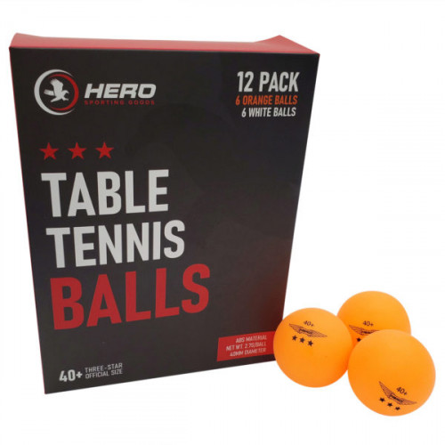 Hero 12 Pack White & Orange Table Tennis Balls Hero 12 Pack White & Orange Table Tennis Balls