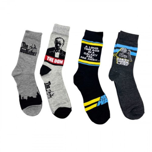 2 Pack Assorted Men's Gift Ready GodFather & Star Wars Crew Socks in Assorted Sizes 2 Pack Assorted Men's Gift Ready GodFather & Star Wars Crew Socks in Assorted Sizes