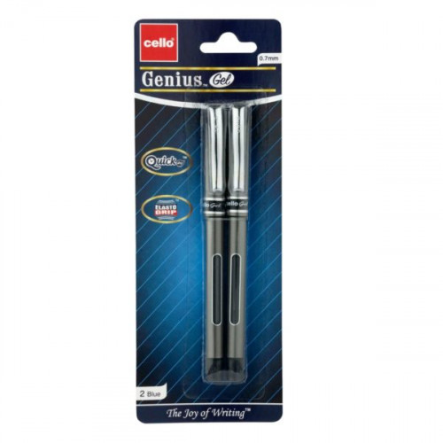 Cello 2 Pack 0.7mm Quick Dry Genius Gel Blue Pens Cello 2 Pack 0.7mm Quick Dry Genius Gel Blue Pens