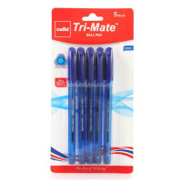 Cello 5 Pack 1.0mm Tri-mate Ballpoint Blue Pens