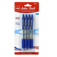 Cello 4 Pack 1.0mm Jetta Retractable Ballpoint Blue Pens