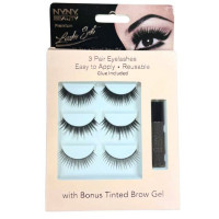 3 Pair False Eyelash Set with Brow Gel in Display
