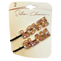2 Piece Hair Clips with LOVE & GLAM Details