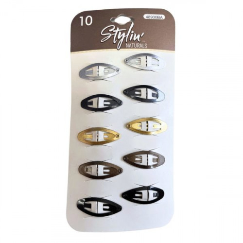 Stylin' 10 Piece Barrettes in Metallic Neautral Tones Stylin' 10 Piece Barrettes in Metallic Neautral Tones
