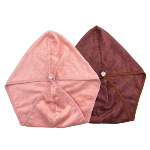 OliviaLayne 2 Pack Coffee & Pink Turban Set OliviaLayne 2 Pack Coffee & Pink Turban Set