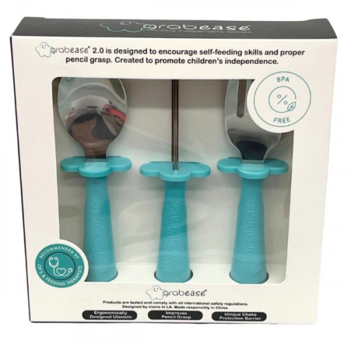 Grabease 3 Piece Toddler Utensils in Teal Grabease 3 Piece Toddler Utensils in Teal