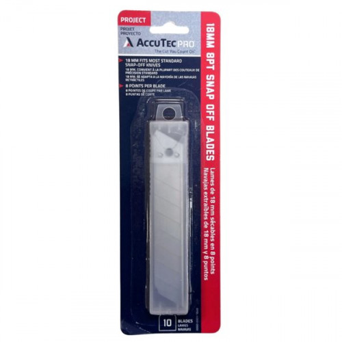 AccuTec Pro 18mm 10 Pack Snap Off Blades in Protective Case AccuTec Pro 18mm 10 Pack Snap Off Blades in Protective Case