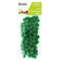 Essentials By Leisure 100 Count  10mm Green Craft Pom Poms